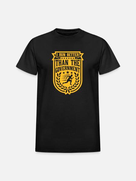 run better than government - Heavyweight Unisex T-Shirt by Gildan - black