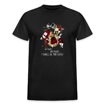 Alice in Wonderland Shirt #101 Red Series - Heavyweight Unisex T-Shirt by Gildan - black - Front - AI Model Female 172 light (172cm) & AI Model Male 178 light (178cm)