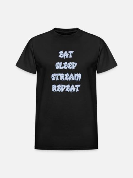 EAT SLEEP STREAM REPEAT - Heavyweight Unisex T-Shirt by Gildan - black