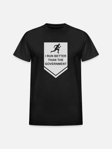 run better than government - Heavyweight Unisex T-Shirt by Gildan - black