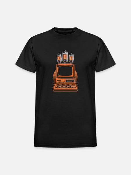 Retro Vacuum-Tube Computer - Heavyweight Unisex T-Shirt by Gildan - black