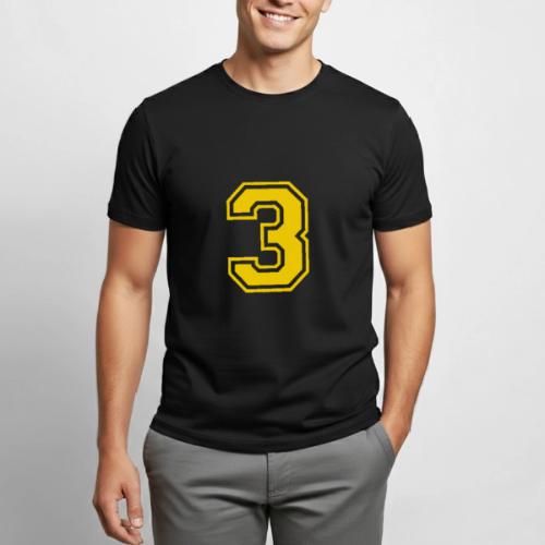 Number 3 in a classic athletic collegiate font - Heavyweight Unisex T-Shirt by Gildan