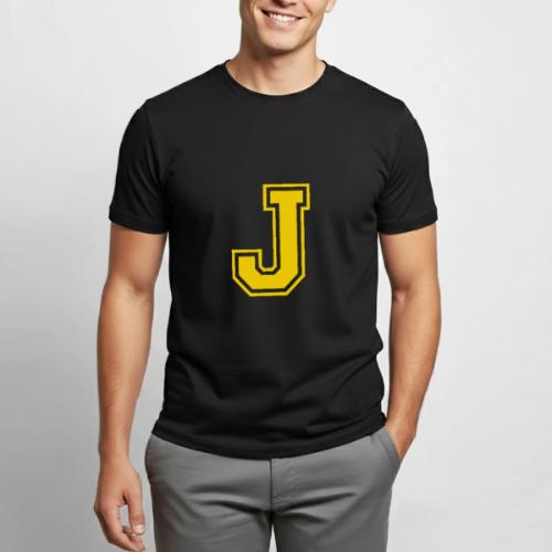 Letter J – Capital Athletic Alphabet Monogram - Heavyweight Unisex T-Shirt by Gildan
