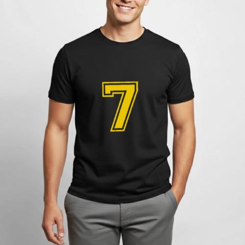 Number 7 in a classic athletic collegiate font - Heavyweight Unisex T-Shirt by Gildan