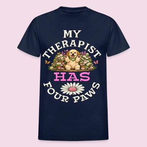 My Therapist Has Four Paws - Heavyweight Unisex T-Shirt by Gildan