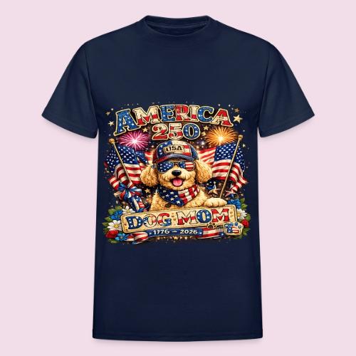America 250 Dog Mom Patriotic Goldendoodle Shirt - Heavyweight Unisex T-Shirt by Gildan