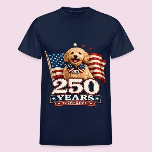 America 250 Dog Mom Goldendoodle - Heavyweight Unisex T-Shirt by Gildan