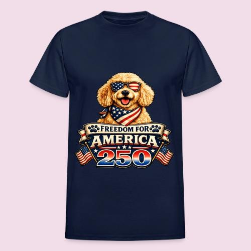 Freedom For America 250 Patriotic Goldendoodle - Heavyweight Unisex T-Shirt by Gildan
