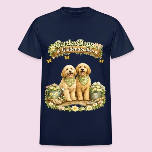 Garden Days & Goldendoodles Cozy Dog Lovers Design - Heavyweight Unisex T-Shirt by Gildan