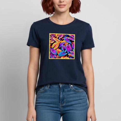 Captivating Neon Elegance Leaf Pattern - Heavyweight Unisex T-Shirt by Gildan