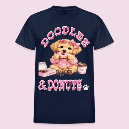 Doodles & Doughnut Cozy Dog Mom Design - Heavyweight Unisex T-Shirt by Gildan