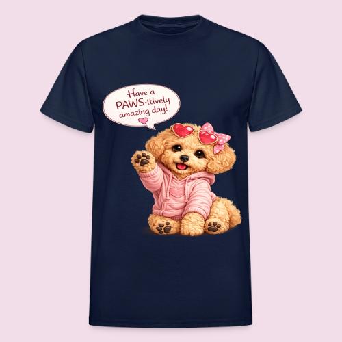 Have a PAWS-itively Amazing Day - Heavyweight Unisex T-Shirt by Gildan