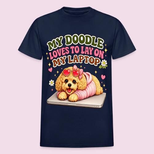My Laptop Belongs to My Doodle - Heavyweight Unisex T-Shirt by Gildan