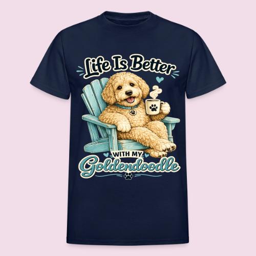 Life Is Better With My Goldendoodle - Heavyweight Unisex T-Shirt by Gildan