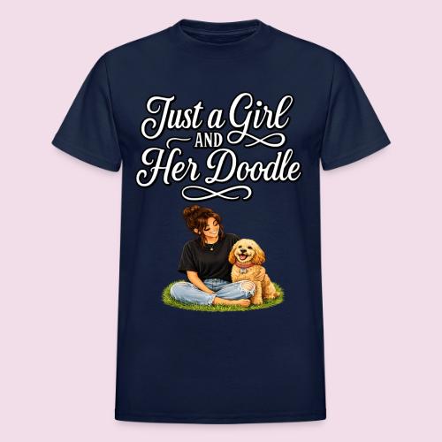 Just a Girl and Her Doodle | Dog Mom Design - Heavyweight Unisex T-Shirt by Gildan