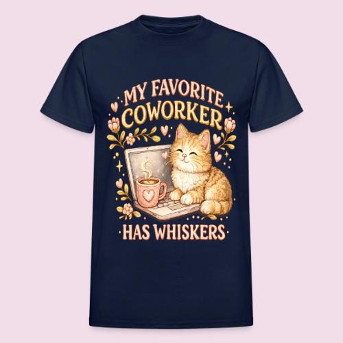 My Favorite Coworker Has Whiskers Faux Stitched - Heavyweight Unisex T-Shirt by Gildan