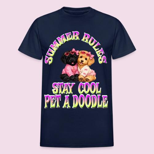 Summer Rules Stay Cool Pet A Doodle Cute Doodle - Heavyweight Unisex T-Shirt by Gildan