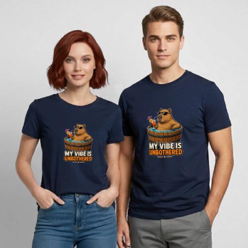 Unbothered Beaver in Wooden Tub - Heavyweight Unisex T-Shirt by Gildan