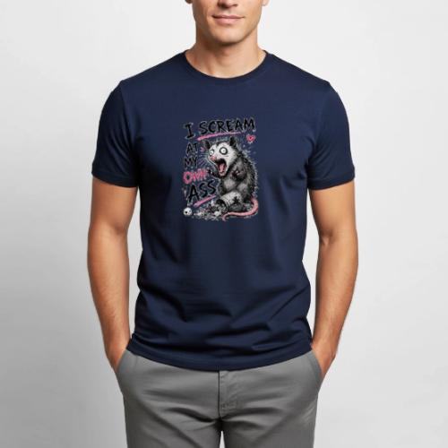 Funny Opossum Screaming Graphic Tee - Heavyweight Unisex T-Shirt by Gildan