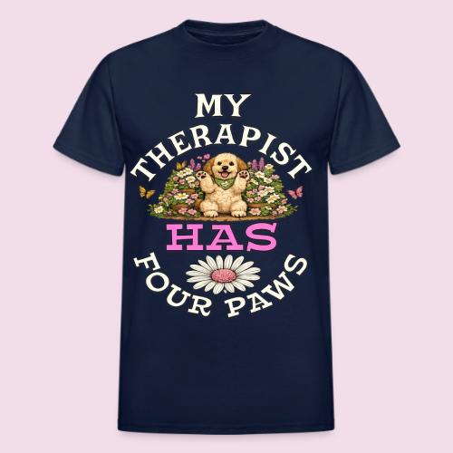 My Therapist Has Four Paws - Heavyweight Unisex T-Shirt by Gildan
