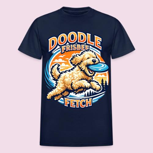 Doodle Frisbee Fetch | Goldendoodle Dog Lover - Heavyweight Unisex T-Shirt by Gildan