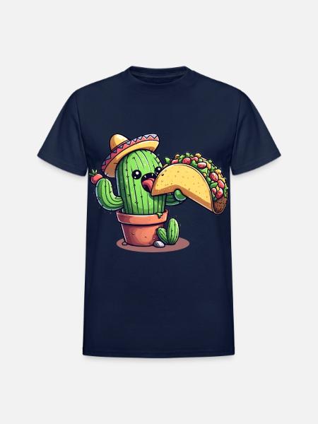 Mexican taco cactus - Heavyweight Unisex T-Shirt by Gildan - navy