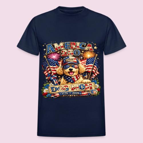 America 250 Dog Mom Patriotic Goldendoodle Shirt - Heavyweight Unisex T-Shirt by Gildan