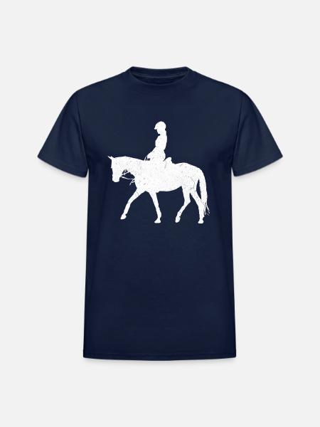 Equestrian White - Heavyweight Unisex T-Shirt by Gildan - navy