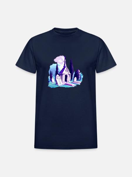 Cemetery Grave Graveyard - Heavyweight Unisex T-Shirt by Gildan - navy