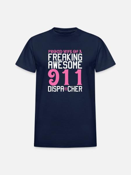 911 Dispatcher Wife - Heavyweight Unisex T-Shirt by Gildan - navy