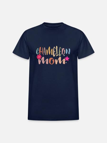 Chameleon Mom - Heavyweight Unisex T-Shirt by Gildan - navy