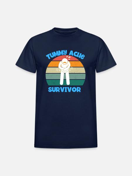 Tummy Ache Survivor - Heavyweight Unisex T-Shirt by Gildan - navy