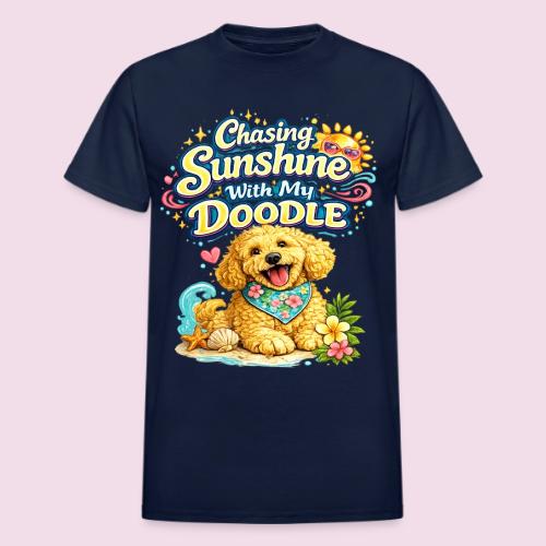 Chasing Sunshine With My Doodle - Heavyweight Unisex T-Shirt by Gildan