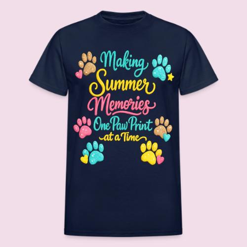 Making Summer Memories Faux Embroidery - Heavyweight Unisex T-Shirt by Gildan