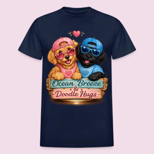 Ocean Breeze & Doodle Hugs - Heavyweight Unisex T-Shirt by Gildan