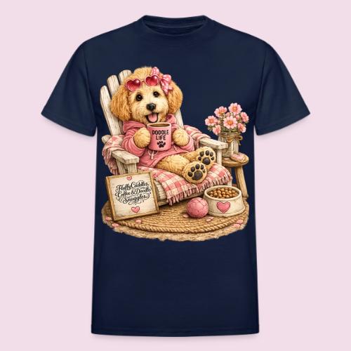 Just Enjoying Life Doodle Dog - Heavyweight Unisex T-Shirt by Gildan