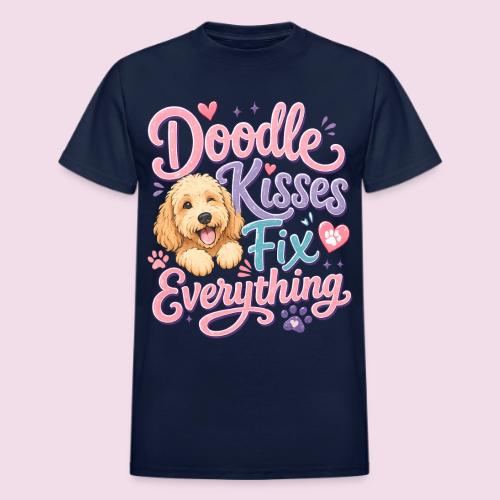Doodle Kisses Fix Everything Dog Lover Gift - Heavyweight Unisex T-Shirt by Gildan