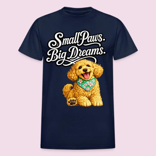 Small Paws Big Dreams Goldendoodle Puppy - Heavyweight Unisex T-Shirt by Gildan