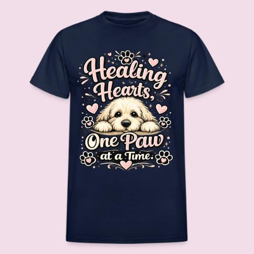 Healing Hearts, One Paw at a Time - Heavyweight Unisex T-Shirt by Gildan