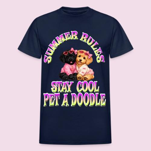 Summer Rules Stay Cool Pet A Doodle Cute Doodle - Heavyweight Unisex T-Shirt by Gildan