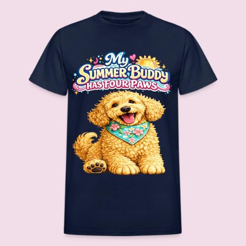 My Summer Buddy Has Four Paws - Heavyweight Unisex T-Shirt by Gildan