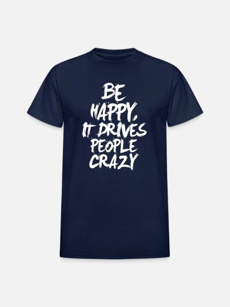 Be Happy (dark) - Heavyweight Unisex T-Shirt by Gildan - navy