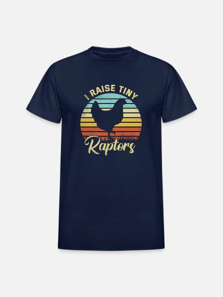 I Raise Tiny Raptors - Heavyweight Unisex T-Shirt by Gildan - navy