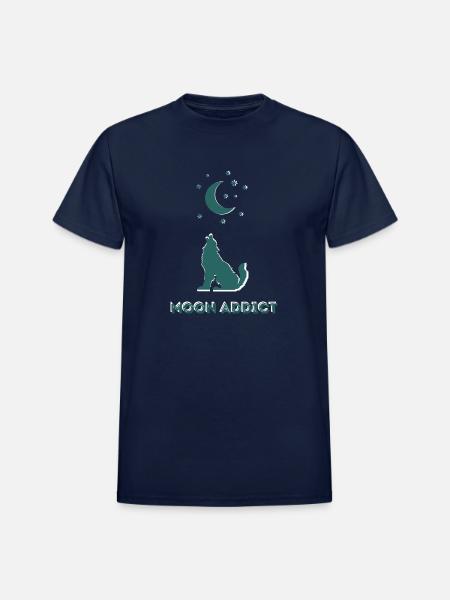 Moon Addict Howling Wolf - Heavyweight Unisex T-Shirt by Gildan - navy