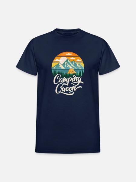 Camping Queen - Heavyweight Unisex T-Shirt by Gildan - navy