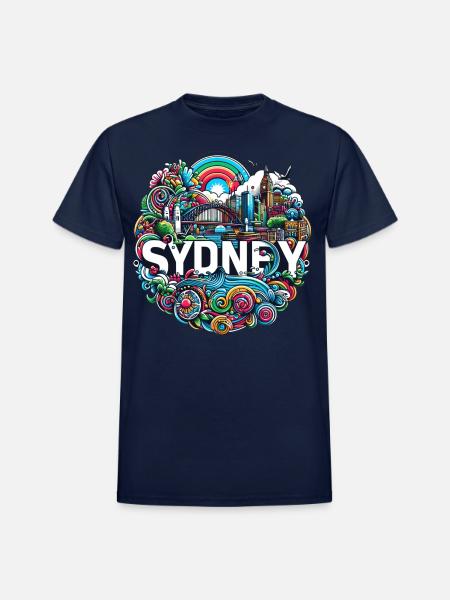Sydney Illustration - Heavyweight Unisex T-Shirt by Gildan - navy