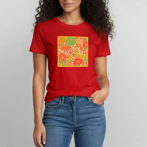 Vibrant Blossom Elegance Pattern - Heavyweight Unisex T-Shirt by Gildan