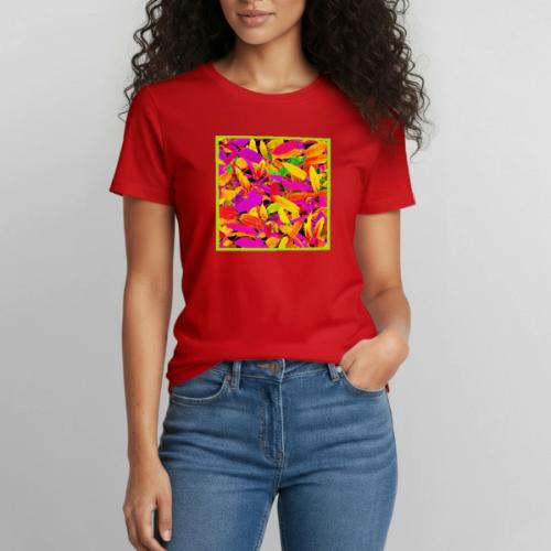 Vibrant NeonLeaf Elegance Pattern - Heavyweight Unisex T-Shirt by Gildan