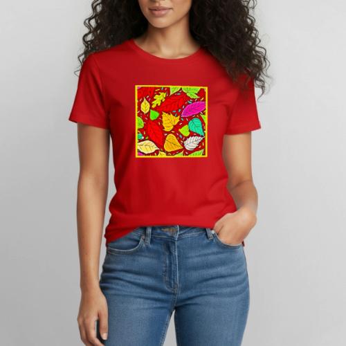 Rainbow Leaves Vibrant Pattern - Heavyweight Unisex T-Shirt by Gildan