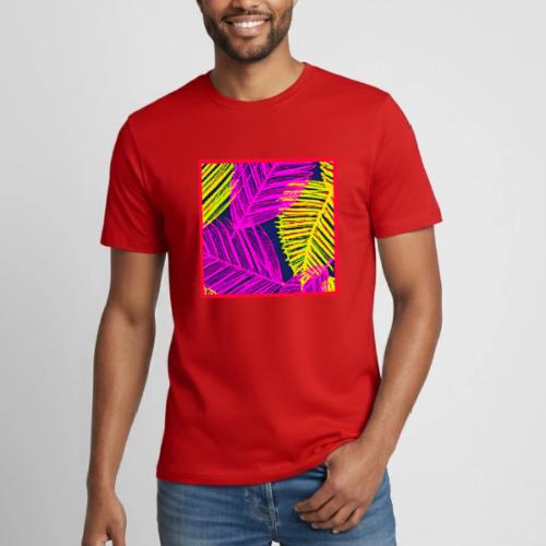 Neon Leaf Delight Chromatic Art - Heavyweight Unisex T-Shirt by Gildan